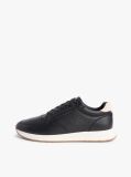 Μαύρο Δερμάτινα Sneakers Με Ανάγλυφο Λογότυπο  Άνδρες