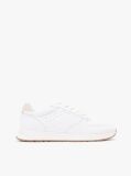 White Debossed Leather Fine Cleat Trainers  Men