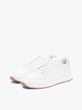 White Debossed Leather Fine Cleat Trainers  Men