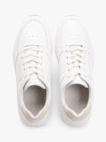 White Debossed Leather Fine Cleat Trainers  Men