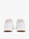 White Debossed Leather Fine Cleat Trainers  Men