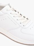 White Debossed Leather Fine Cleat Trainers  Men