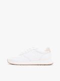 White Debossed Leather Fine Cleat Trainers  Men