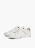 Beige Leather Logo Contrast Heel Sneakers  Men
