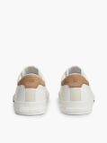 Beige Leather Logo Contrast Heel Sneakers  Men