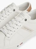 Beige Leather Logo Contrast Heel Sneakers  Men