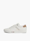 Beige Leather Logo Contrast Heel Sneakers  Men