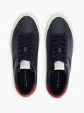 Blue Leather Logo Contrast Heel Sneakers  Men