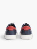 Blue Leather Logo Contrast Heel Sneakers  Men