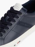 Blue Leather Logo Contrast Heel Sneakers  Men