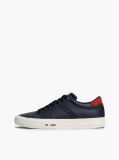 Blue Leather Logo Contrast Heel Sneakers  Men