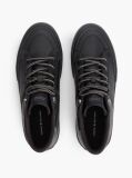 Black Leather Serrated Mid-Top Sneakers  Men