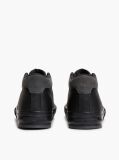 Black Leather Serrated Mid-Top Sneakers  Men