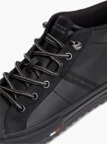 Black Leather Serrated Mid-Top Sneakers  Men