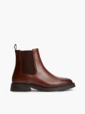 Brown Leather Embossed Cleat Chelsea Boots  Men