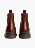 Brown Leather Embossed Cleat Chelsea Boots  Men