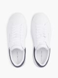 White Mixed Texture Court Sneakers With Leather  Men