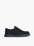 Blue Leather Lace-Up Moc Toe Loafers  Men