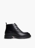 Black Leather Moc Toe Lace-Up Chukka Boots  Men