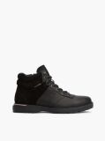 Black Leather Outdoor Cleat Mixed Texture Boots  Men