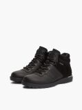 Black Leather Outdoor Cleat Mixed Texture Boots  Men