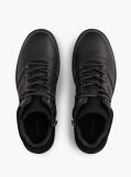 Black Leather Outdoor Cleat Mixed Texture Boots  Men