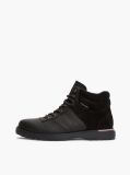 Black Leather Outdoor Cleat Mixed Texture Boots  Men
