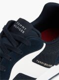 Blue Logo Mixed Texture Sneakers  Men