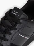 Μαύρο Δερμάτινα Sneakers Με Ανάγλυφο Λογότυπο  Άνδρες
