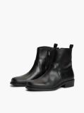 Black Leather Topstitch Zip-Up Biker Boots  Men