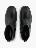 Black Leather Topstitch Zip-Up Biker Boots  Men