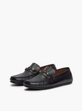 Black Flag Plaque Leather Driver Shoes  Men