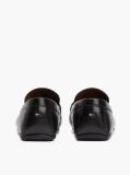 Black Flag Plaque Leather Driver Shoes  Men