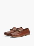 Brown Flag Plaque Leather Driver Shoes  Men