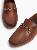 Brown Flag Plaque Leather Driver Shoes  Men