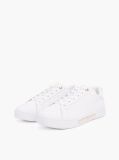 White Leather Cupsole Court Sneakers  Women