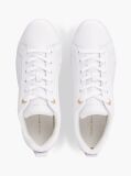 White Leather Cupsole Court Sneakers  Women