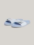 Blue TH Monogram Buckle Suede Sandals  Women