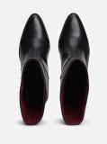 Black Leather Cuban Heel Mid Boots  Women