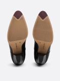 Black Leather Cuban Heel Mid Boots  Women