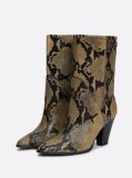 Multi Cuban Heel Snake Embossed Leather Boots  Women