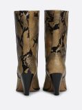 Multi Cuban Heel Snake Embossed Leather Boots  Women