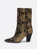 Multi Cuban Heel Snake Embossed Leather Boots  Women