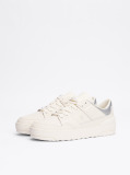 Beige Leather Colour-Blocked Basketball Trainers  Women