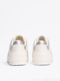 Beige Leather Colour-Blocked Basketball Trainers  Women