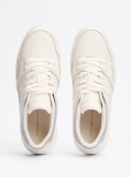 Beige Leather Colour-Blocked Basketball Trainers  Women