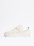 Beige Leather Colour-Blocked Basketball Trainers  Women