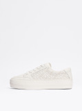 Μπεζ TH Monogram Δερμάτινα Sneakers Με Πάτο Flatform  Γυναίκες