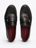 Μαύρο TH Monogram Δερμάτινα Loafers  Γυναίκες