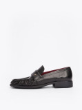 Μαύρο TH Monogram Δερμάτινα Loafers  Γυναίκες